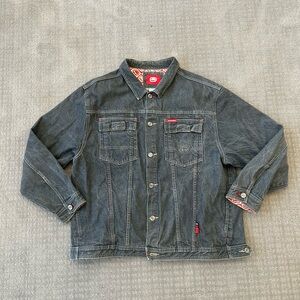 Ecko Unlimited Y2K Men’s Charcoal Denim Jacket with Red Trim